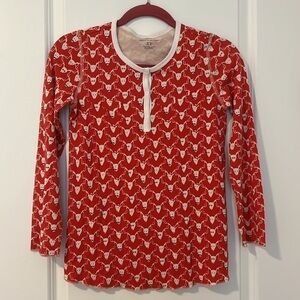Roberta Roller Rabbit 100% Pima Cotton Red Mustache Deer Print Reindeer Top XS